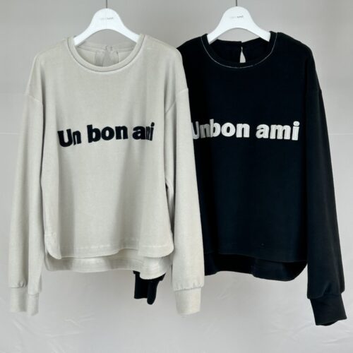 ベロアロゴトレーナー