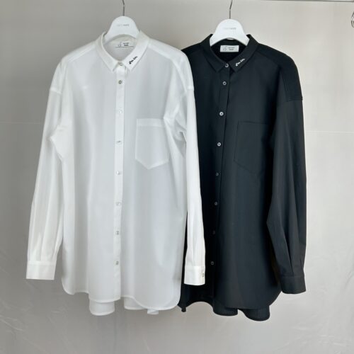 衿刺繍チュニック丈ブラウス