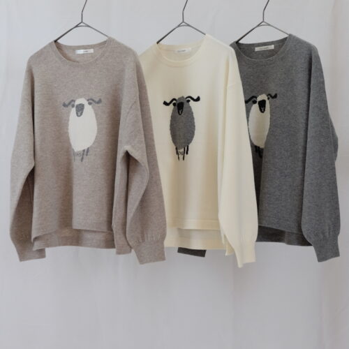 カシミヤインターシャクルーセーター