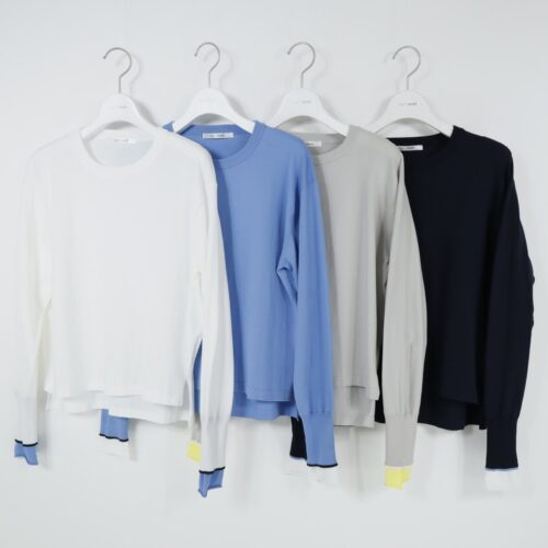 配色リブクルーセーター